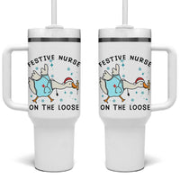 Funny Goose Nurse Christmas Tumbler With Handle Festive Nurses On The Loose - Wonder Print Shop