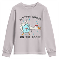 Funny Goose Nurse Christmas Youth Sweatshirt Festive Nurses On The Loose - Wonder Print Shop