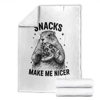 Funny Groundhog Eating Pizza Throw Blanket Snacks Make Me Nicer