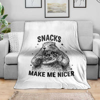 Funny Groundhog Eating Pizza Throw Blanket Snacks Make Me Nicer