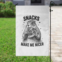 Funny Groundhog Eating Pizza Garden Flag Snacks Make Me Nicer