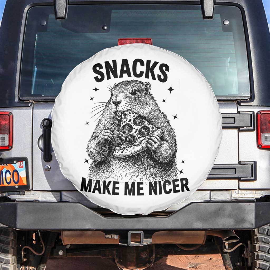 Funny Groundhog Eating Pizza Spare Tire Cover Snacks Make Me Nicer