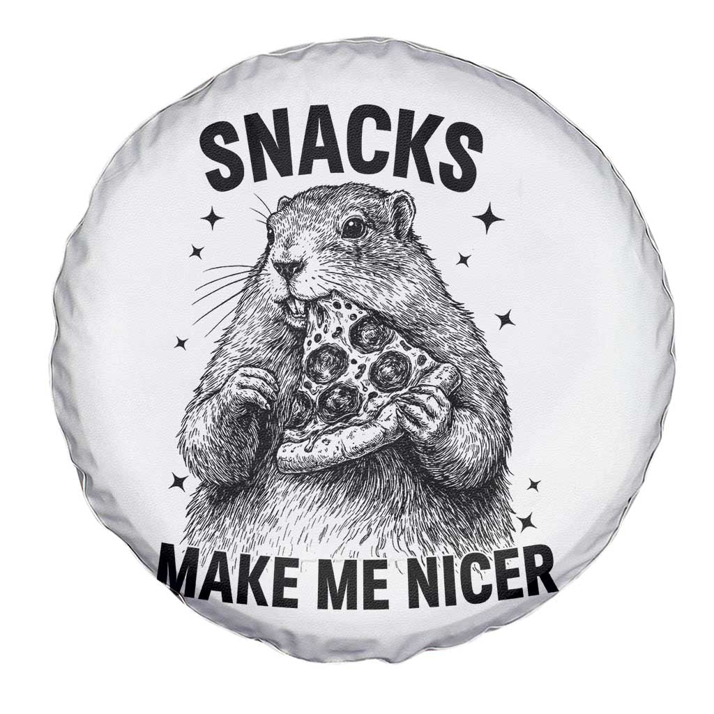 Funny Groundhog Eating Pizza Spare Tire Cover Snacks Make Me Nicer
