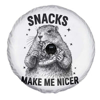 Funny Groundhog Eating Pizza Spare Tire Cover Snacks Make Me Nicer