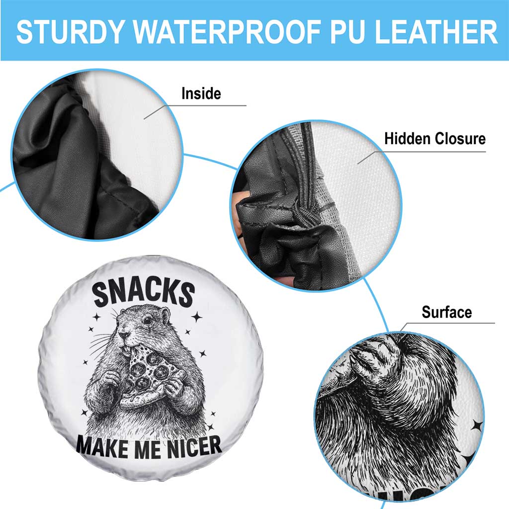 Funny Groundhog Eating Pizza Spare Tire Cover Snacks Make Me Nicer