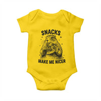 Funny Groundhog Eating Pizza Baby Onesie Snacks Make Me Nicer