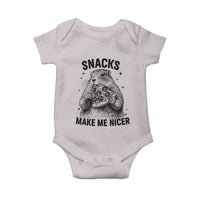 Funny Groundhog Eating Pizza Baby Onesie Snacks Make Me Nicer