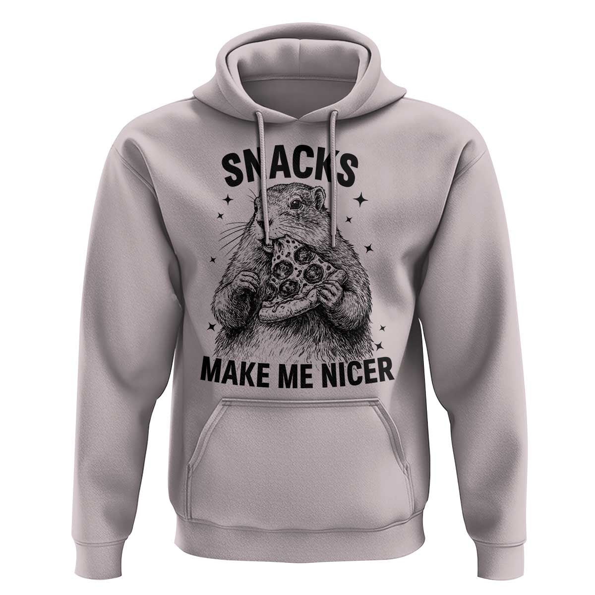 Funny Groundhog Eating Pizza Hoodie Snacks Make Me Nicer