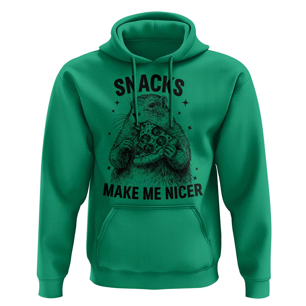 Funny Groundhog Eating Pizza Hoodie Snacks Make Me Nicer