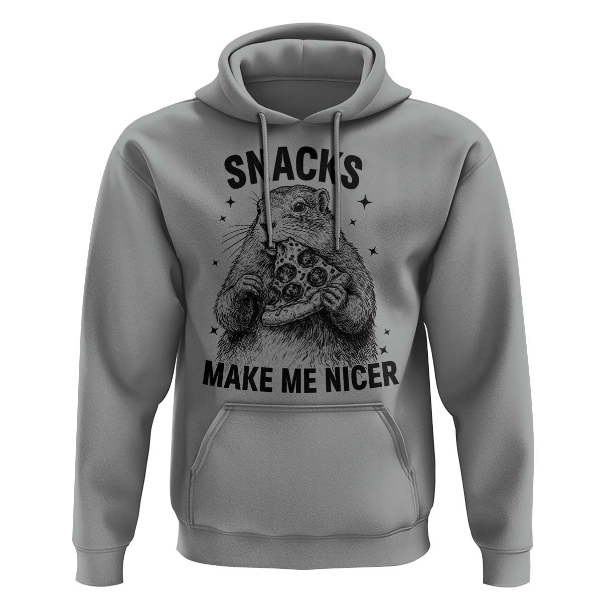 Funny Groundhog Eating Pizza Hoodie Snacks Make Me Nicer