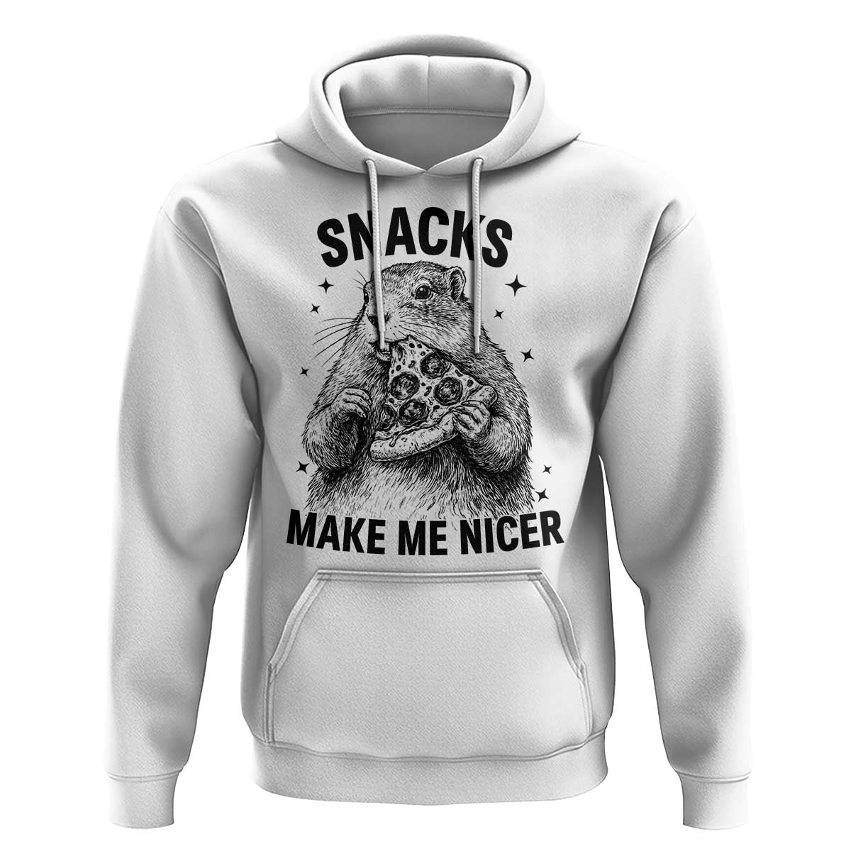 Funny Groundhog Eating Pizza Hoodie Snacks Make Me Nicer