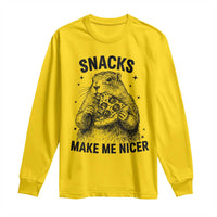 Funny Groundhog Eating Pizza Long Sleeve Shirt Snacks Make Me Nicer