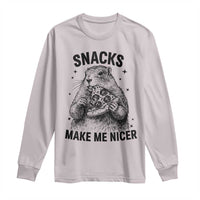 Funny Groundhog Eating Pizza Long Sleeve Shirt Snacks Make Me Nicer