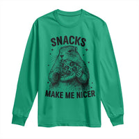 Funny Groundhog Eating Pizza Long Sleeve Shirt Snacks Make Me Nicer