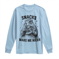 Funny Groundhog Eating Pizza Long Sleeve Shirt Snacks Make Me Nicer