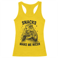 Funny Groundhog Eating Pizza Racerback Tank Top Snacks Make Me Nicer