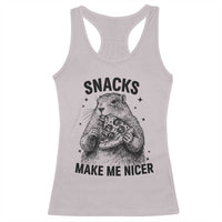 Funny Groundhog Eating Pizza Racerback Tank Top Snacks Make Me Nicer
