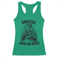 Funny Groundhog Eating Pizza Racerback Tank Top Snacks Make Me Nicer