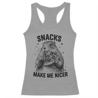 Funny Groundhog Eating Pizza Racerback Tank Top Snacks Make Me Nicer