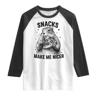 Funny Groundhog Eating Pizza Raglan Shirt Snacks Make Me Nicer