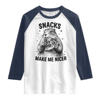 Funny Groundhog Eating Pizza Raglan Shirt Snacks Make Me Nicer