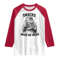 Funny Groundhog Eating Pizza Raglan Shirt Snacks Make Me Nicer