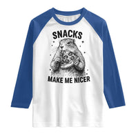 Funny Groundhog Eating Pizza Raglan Shirt Snacks Make Me Nicer