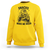 Funny Groundhog Eating Pizza Sweatshirt Snacks Make Me Nicer