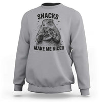Funny Groundhog Eating Pizza Sweatshirt Snacks Make Me Nicer