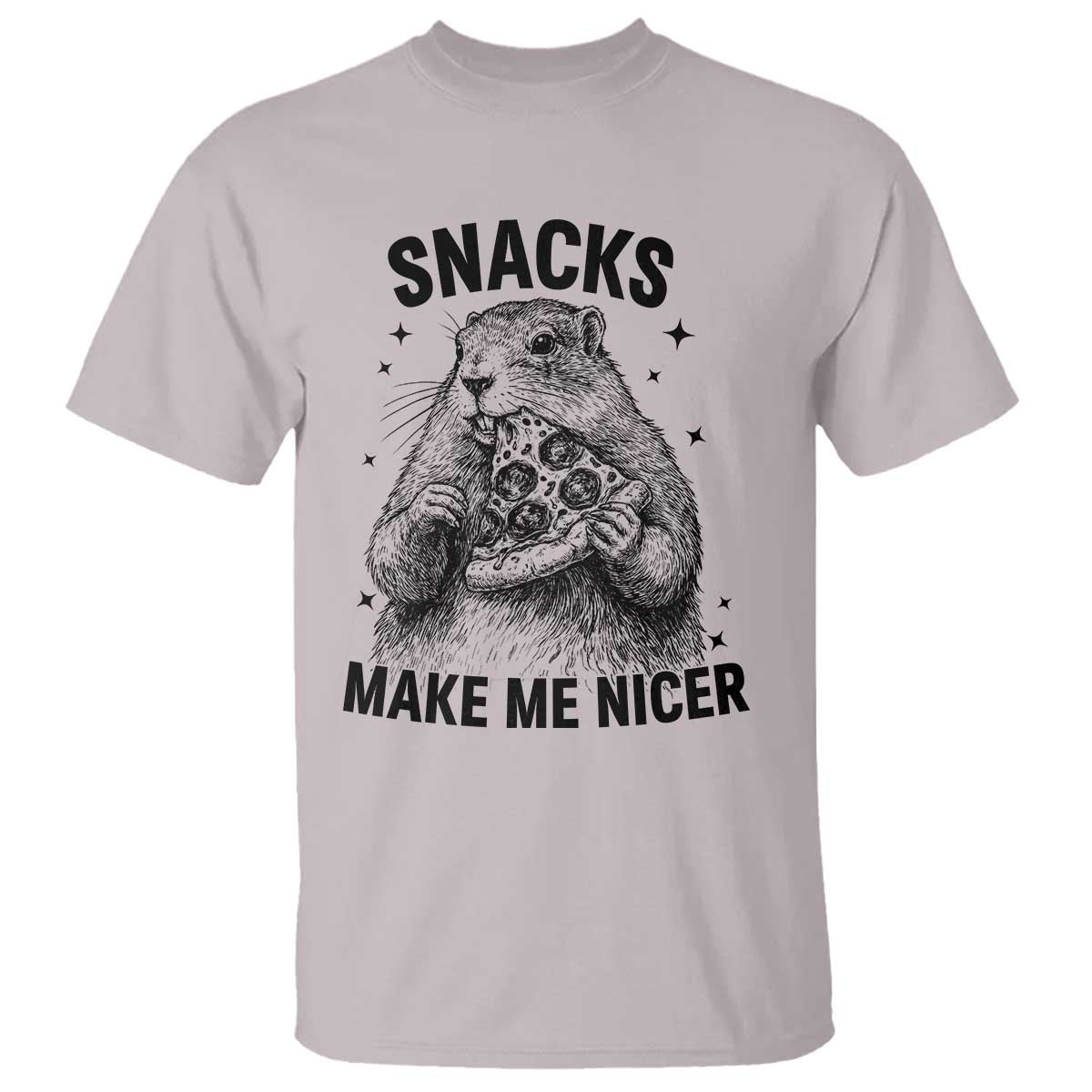 Funny Groundhog Eating Pizza T Shirt Snacks Make Me Nicer