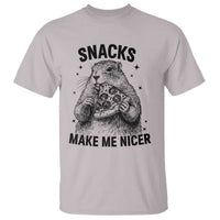 Funny Groundhog Eating Pizza T Shirt Snacks Make Me Nicer