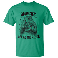 Funny Groundhog Eating Pizza T Shirt Snacks Make Me Nicer
