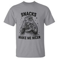 Funny Groundhog Eating Pizza T Shirt Snacks Make Me Nicer