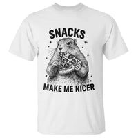 Funny Groundhog Eating Pizza T Shirt Snacks Make Me Nicer