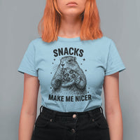 Funny Groundhog Eating Pizza T Shirt For Women Snacks Make Me Nicer