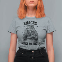 Funny Groundhog Eating Pizza T Shirt For Women Snacks Make Me Nicer