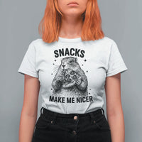 Funny Groundhog Eating Pizza T Shirt For Women Snacks Make Me Nicer