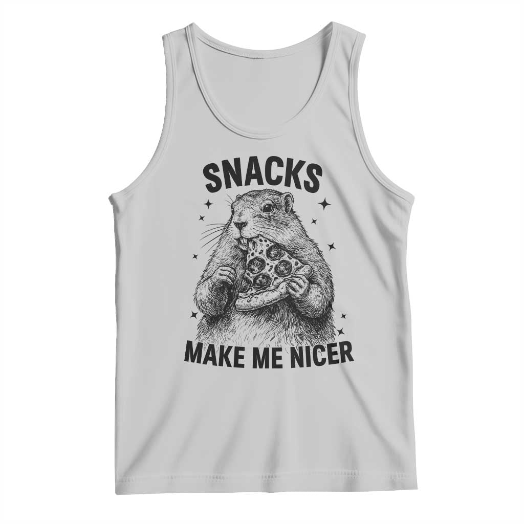 Funny Groundhog Eating Pizza Tank Top Snacks Make Me Nicer