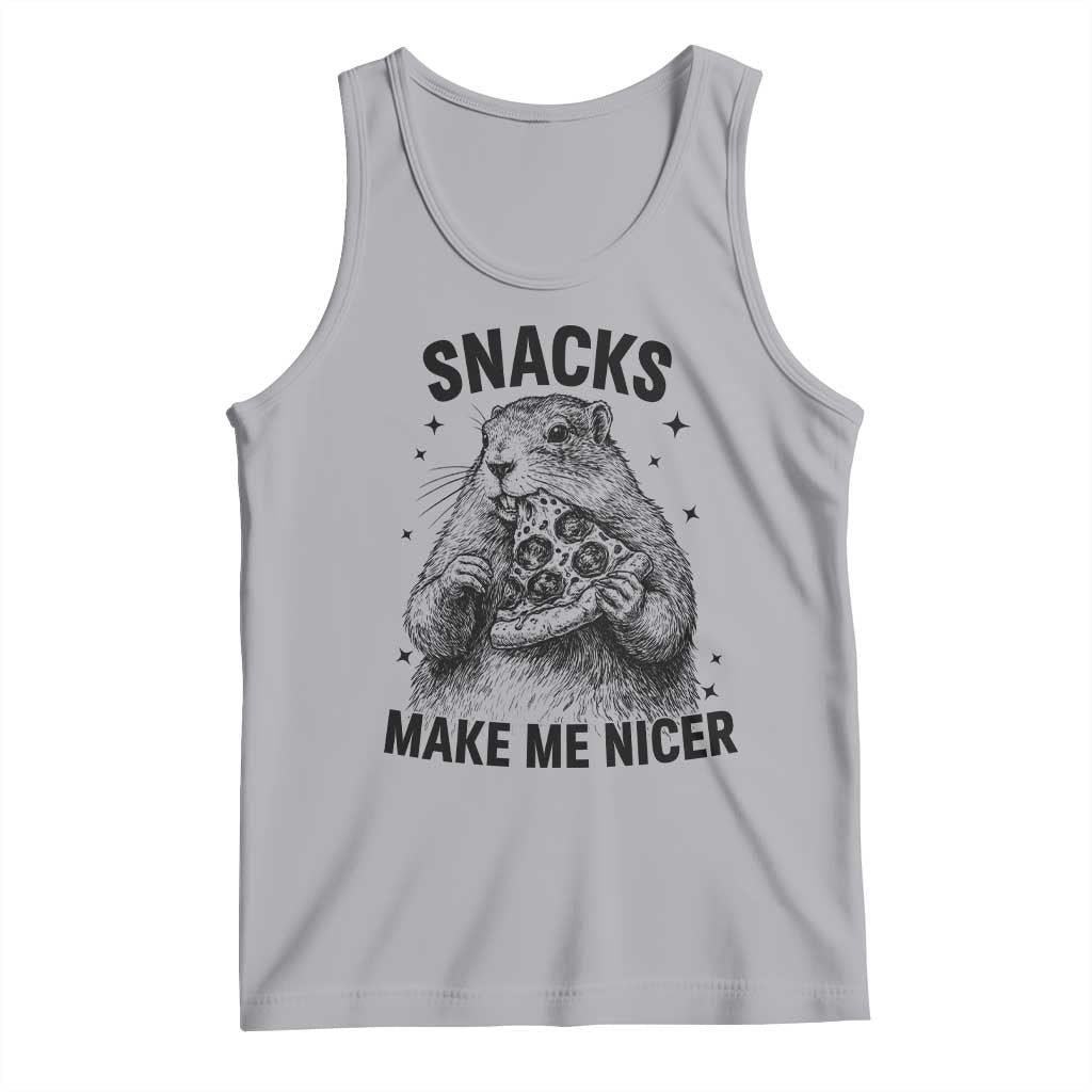Funny Groundhog Eating Pizza Tank Top Snacks Make Me Nicer