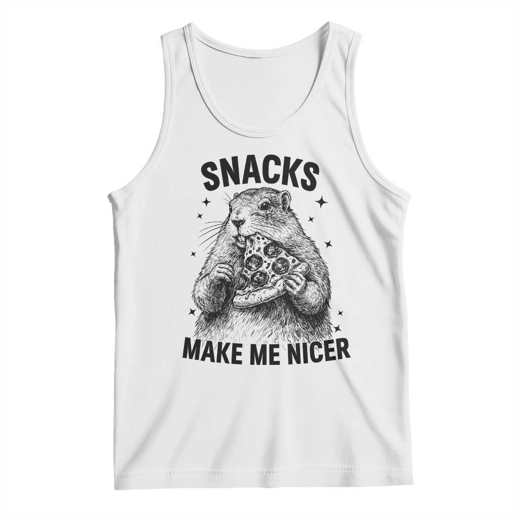 Funny Groundhog Eating Pizza Tank Top Snacks Make Me Nicer