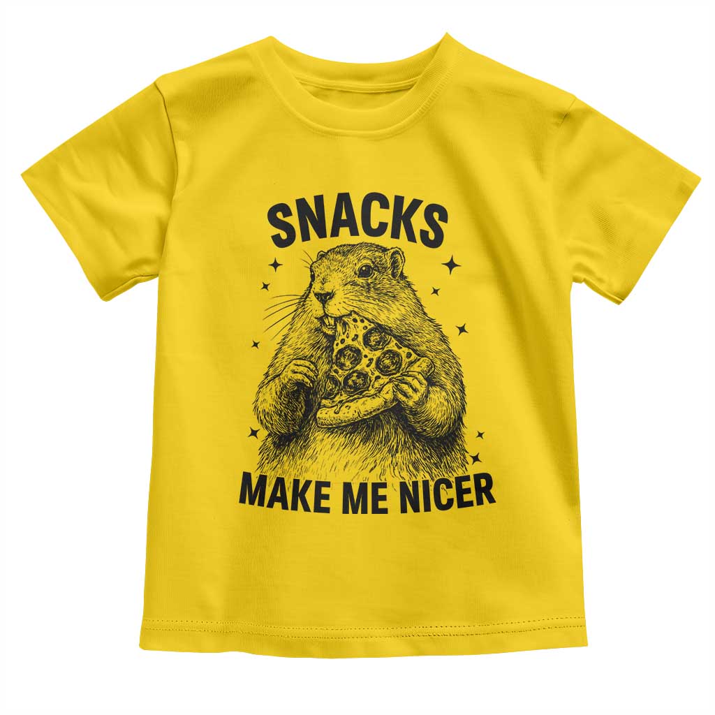 Funny Groundhog Eating Pizza Toddler T Shirt Snacks Make Me Nicer