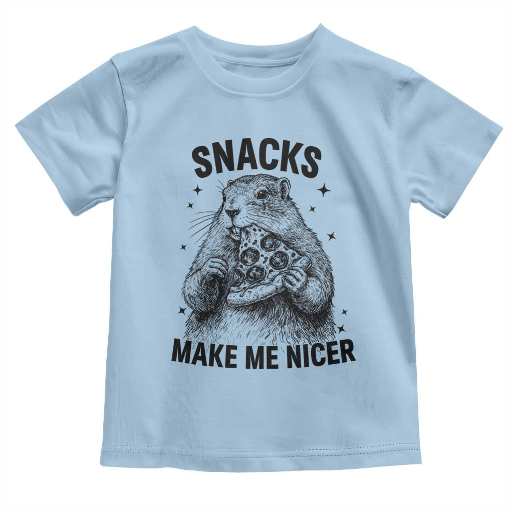 Funny Groundhog Eating Pizza Toddler T Shirt Snacks Make Me Nicer