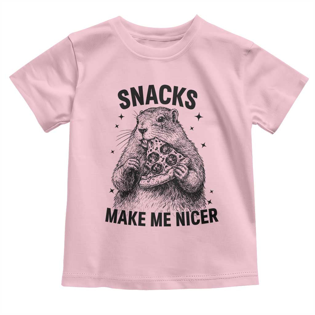 Funny Groundhog Eating Pizza Toddler T Shirt Snacks Make Me Nicer
