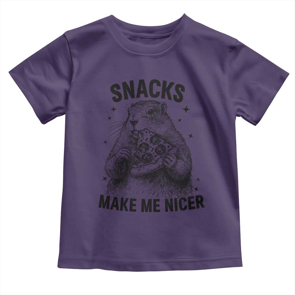 Funny Groundhog Eating Pizza Toddler T Shirt Snacks Make Me Nicer