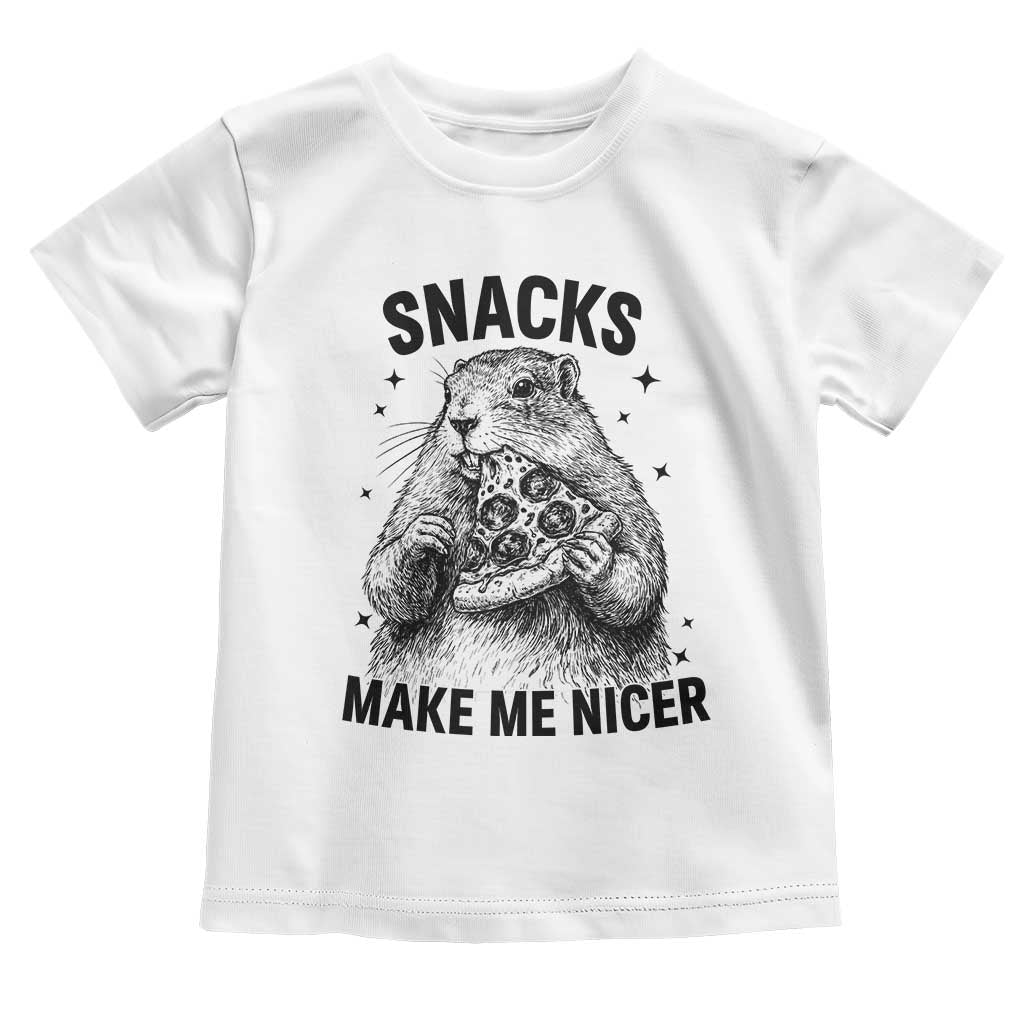 Funny Groundhog Eating Pizza Toddler T Shirt Snacks Make Me Nicer