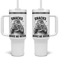 Funny Groundhog Eating Pizza Tumbler With Handle Snacks Make Me Nicer