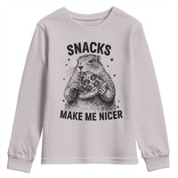 Funny Groundhog Eating Pizza Youth Sweatshirt Snacks Make Me Nicer