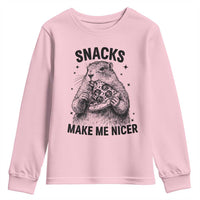 Funny Groundhog Eating Pizza Youth Sweatshirt Snacks Make Me Nicer