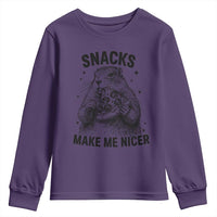 Funny Groundhog Eating Pizza Youth Sweatshirt Snacks Make Me Nicer
