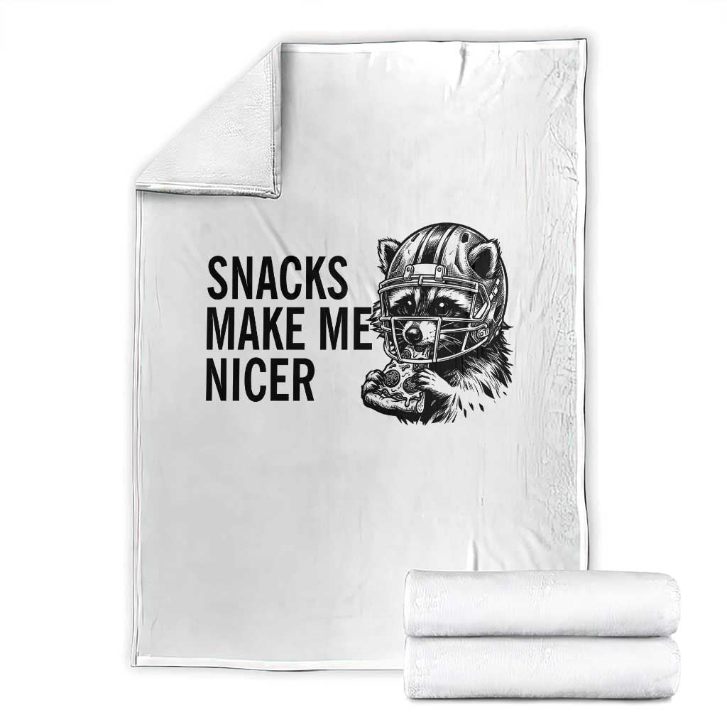 Funny Raccoon Eating Pizza Throw Blanket Snacks Make Me Nicer